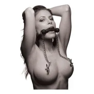Equine Silicone Bit Gag With Nipple Clamps 142119 1 Equine Silicone Bit Gag With Nipple Clamps