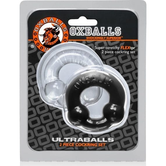 Ultraballs 2 Pk Cockring Black And Clear Ultraballs 2 Pk Cockring Black And Clear