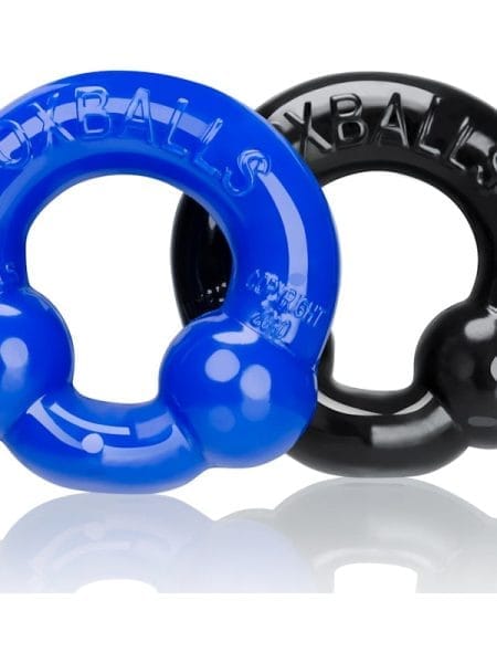 Ultraballs 2 Pk Cockring Black And Police Blue