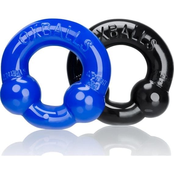 Ultraballs 2 Pk Cockring Black And Pool Blue Ultraballs 2 Pk Cockring Black And Pool Blue
