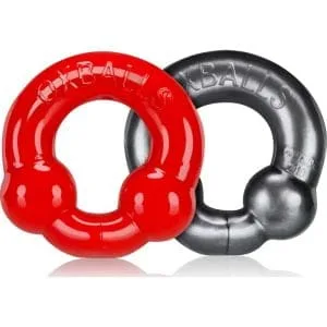 Ultraballs 2 Pk Cockring Steel And Red 144949 1 Ultraballs 2 Pk Cockring Steel And Red
