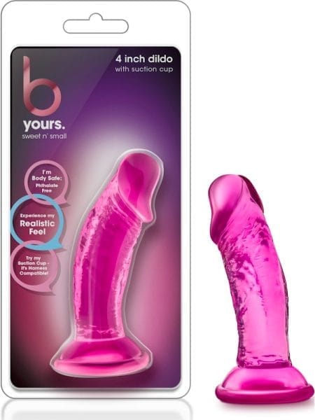 B Yours Sweet N Small Dildo with Suction Cup 4in Pink