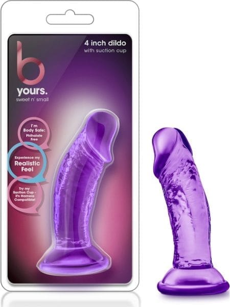 B Yours Sweet N Small  Dildo with Suction Cup 4in Purple