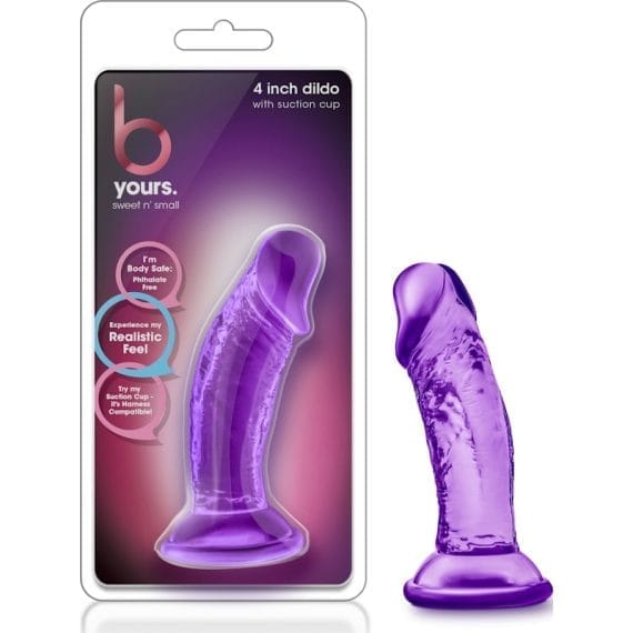 B Yours Sweet N Small Dildo With Suction Cup 4In Purple B Yours Sweet N Small Dildo with Suction Cup 4in Purple