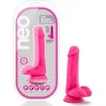 Neo Dual Density Cock With Balls 6in Neon Pink