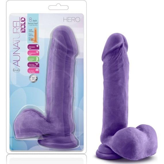 Au Naturel Bold Hero 8in Dildo Purple