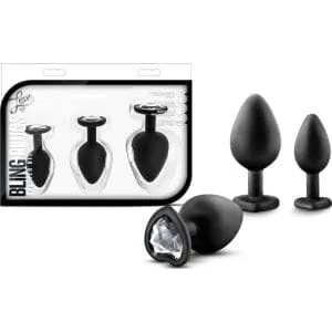 Luxe Bling Plugs Training Kit Black With Clear Gems 155619 1 Luxe Bling Plugs Training Kit Black With Clear Gems