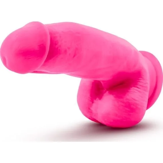 Neo Elite 7In Silicone Dual Density Cock With Balls Neon Pink Neo Elite 7in Silicone Dual Density Cock with Balls Neon Pink