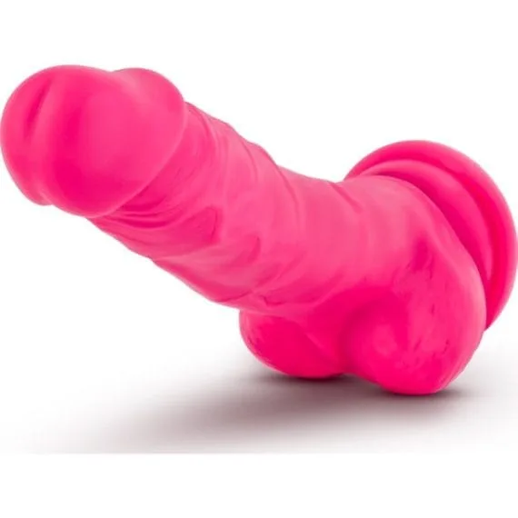 Neo Elite 7.5In Silicone Dual Density Cock With Balls Neon Pink Neo Elite 7.5in Silicone Dual Density Cock with Balls Neon Pink