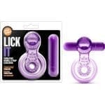Play With Me Lick It Vibrating Double Strap Cock Ring Purple