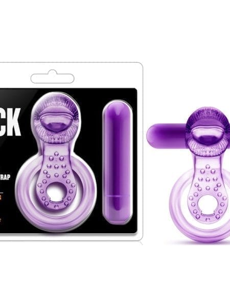 Play With Me Lick It Vibrating Double Strap Cock Ring Purple