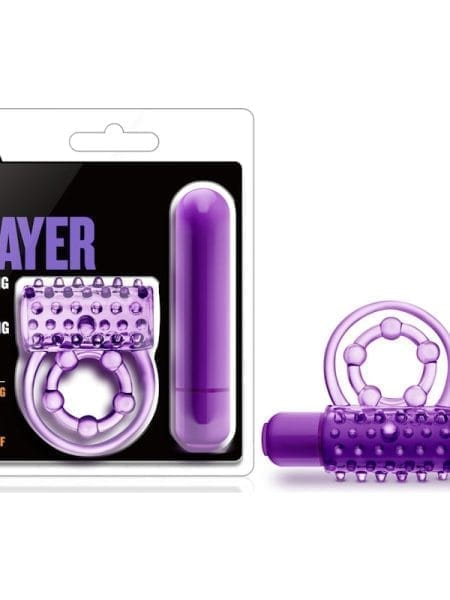 Play With Me The Player Vibrating Double Strap Cock Ring Purple