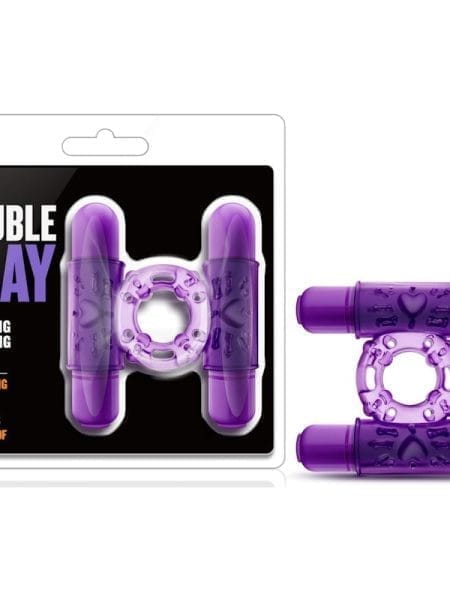 Play With Me Double Play Dual Vibrating Cock Ring Purple