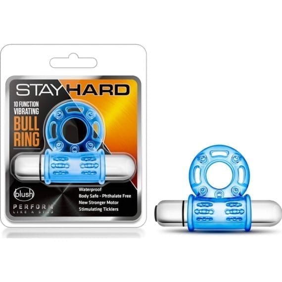 Stay Hard 10 Function Vibrating Bull Ring Blue