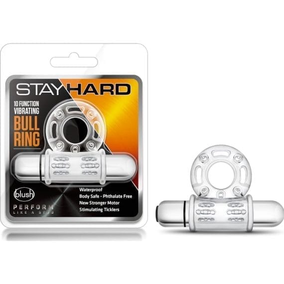 Stay Hard 10 Function Vibrating Mega Bull Ring Clear