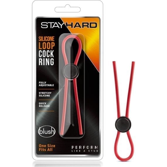 Stay Hard Silicone Loop Cock Ring Red