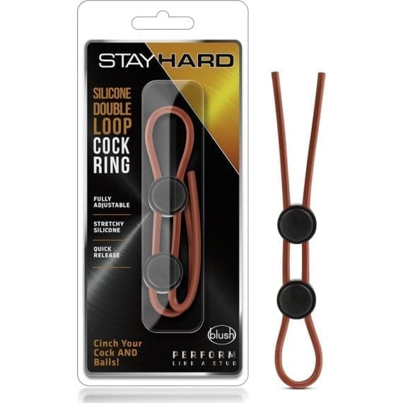 Stay Hard Silicone Double Loop Cock Ring Red