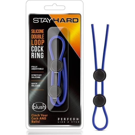 Stay Hard Silicone Double Loop Cock Ring Blue