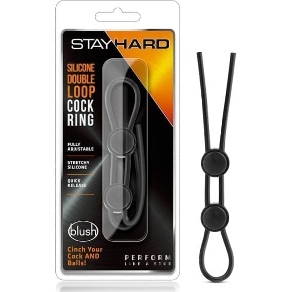 Stay Hard Silicone Double Loop Cock Ring Black