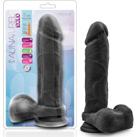 Au Naturel Bold Massive 9in Dildo Black