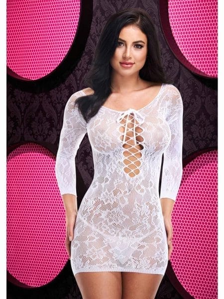 Lace Off The Shoulder Mini Dress White