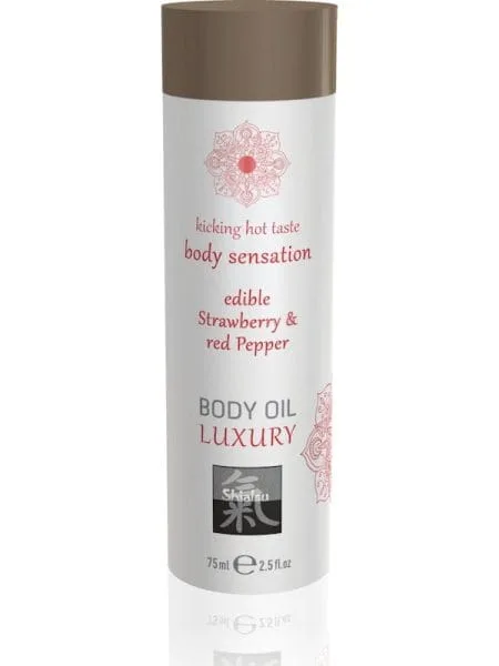 Shiatsu Luxury Body Oil Edible Strawberry and Red Pepper