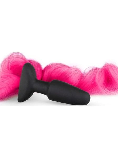 Silicone Butt Plug With Tail Pink