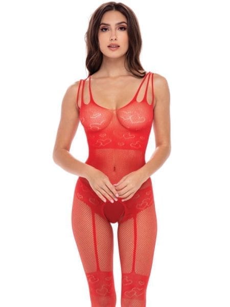 All Heart Crotchless Bodystocking Red