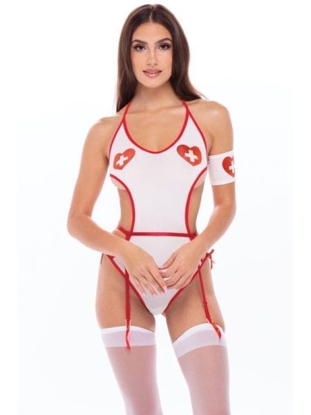 Naughty Nurse 3 Pc White/Red