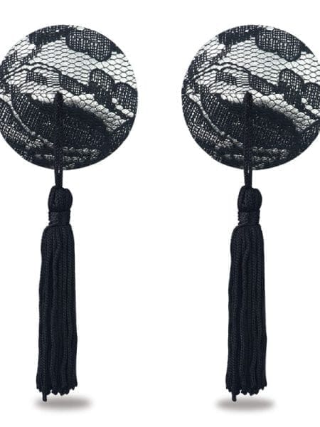 Reusable Black Lace Round Tassel Nipple Pasties