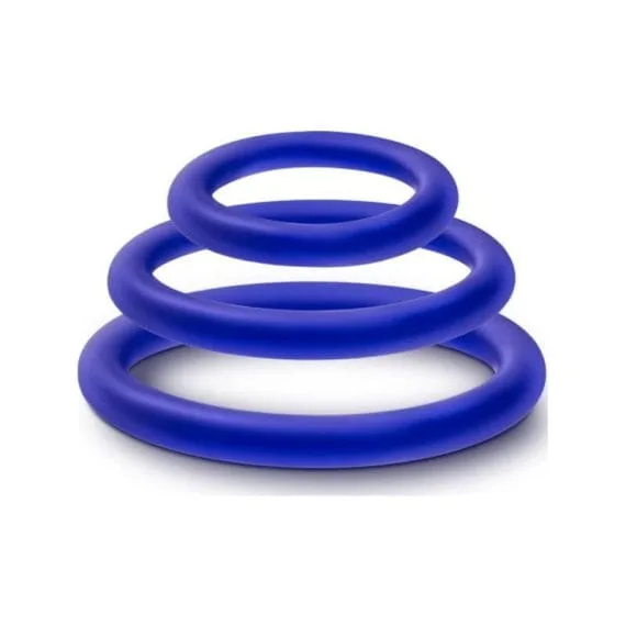 Performance Silicone Cock Ring 3 Pc Set Indigo