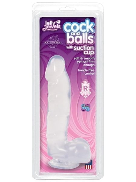 Cock And Balls With Suction Cup Diamond Clear