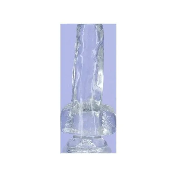 Crystal Dildo w Balls 8in Clear
