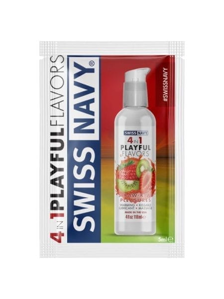 Swiss Navy Straw-Kiwi Pleasures Lube 5ml Sachets (100 Pk)