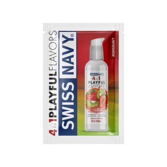 Swiss Navy Straw-Kiwi Pleasures Lube 5ml Sachets (100 Pk)