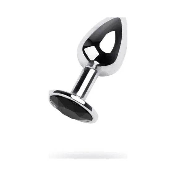 Silver Metal Anal Plug W Black Gem Small Silver Metal Anal Plug w Black Gem Small