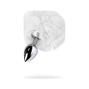 Silver Metal Anal Plug Small W White Tail 162518 1 Silver Metal Anal Plug Small w White Tail