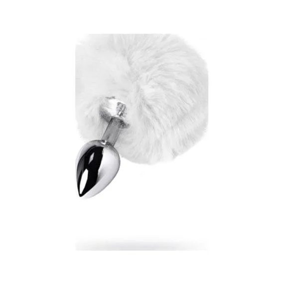 Silver Metal Anal Plug Small W White Tail Silver Metal Anal Plug Small w White Tail
