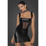 Power Wetlook Short Dress w Front Tulle Inserts