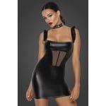 Power Wetlook Short Dress w Front Tulle Inserts