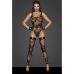 Tulle Bodysuit  w Patterned Flock Embroidery