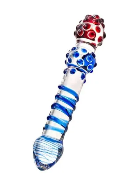 Sexus Glass Dildo Blue Red 20.5cm