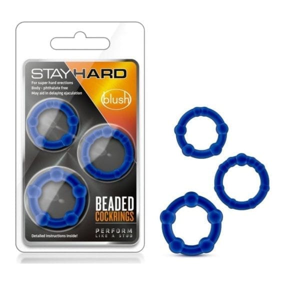 Stay Hard Beaded Cock Ring Blue