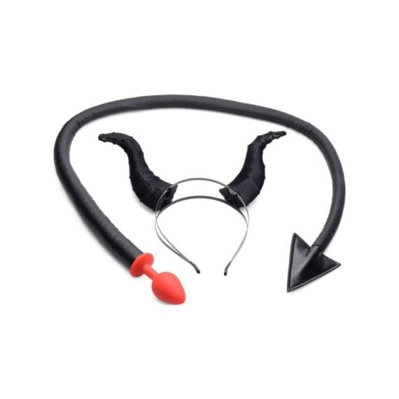 Devil Tail Anal Plug and Horn Set Black