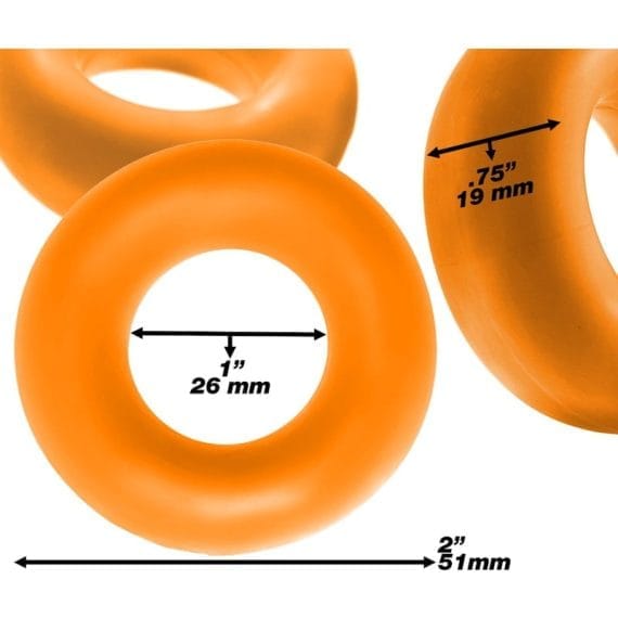 Fat Willy 3 Pc Jumbo Cockrings Orange Fat Willy 3 Pc Jumbo Cockrings Orange