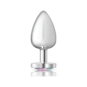 Cheeky Charms Silver Metal Butt Plug W Heart Clear Jewel Large 164007 1 Cheeky Charms Silver Metal Butt Plug w Heart Clear Jewel Large
