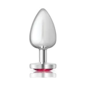 Cheeky Charms Silver Metal Butt Plug W Heart Pink Jewel Large 164010 1 Cheeky Charms Silver Metal Butt Plug w Heart Pink Jewel Large