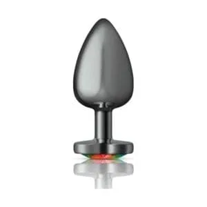 Cheeky Charms Gunmetal Butt Plug W Heart Rainbow Jewel Large 164013 1 Cheeky Charms Gunmetal Butt Plug w Heart Rainbow Jewel Large