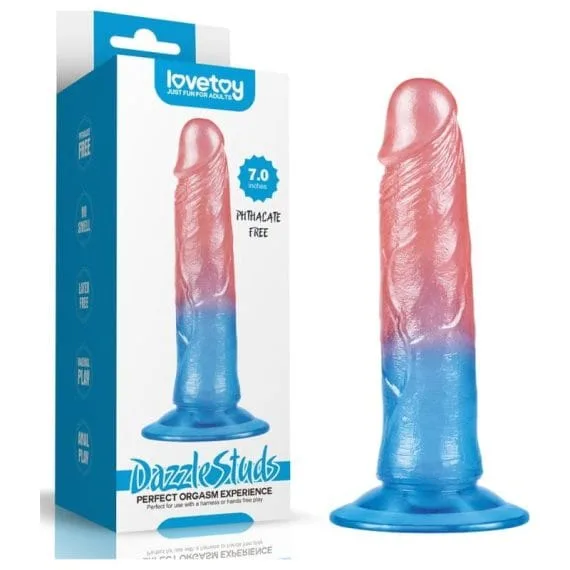 Dazzle Studs Dildo 7In Pink/Blue Dazzle Studs Dildo 7in Pink/Blue
