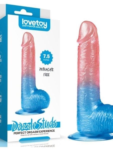 Dazzle Studs Dildo 7.5in Pink/Blue